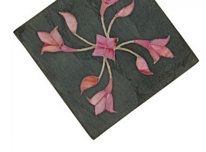 Подставка для благовония из камня Розовый цветок квадрат