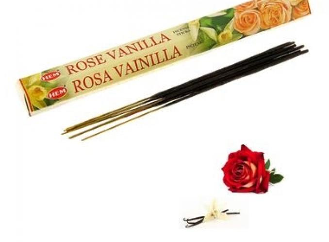 Благовония HEM Vanilla-Rose (Ваниль-роза), шестигранник, 20 палочек
