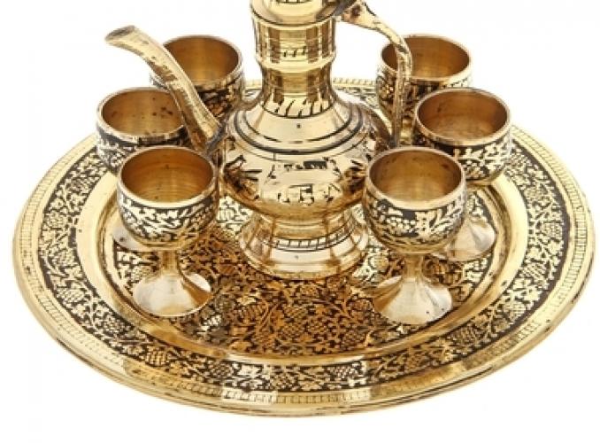 Набор посуды Шахерезада: 6 чашек, чайничек, поднос