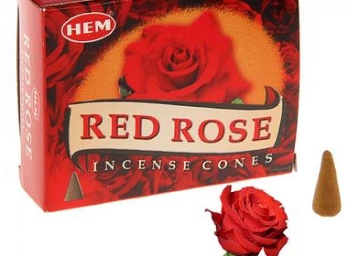 Благовония конус HEM cones Red Rose Красная роза 10 штук в упаковке