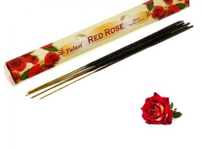 Благовония Sarathi Red Rose (Красная роза), шестигранник, 20 палочек