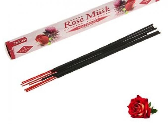 Благовония шестигранник Sarathi Rose Musk Роза мускус 20 палочек в упаковке