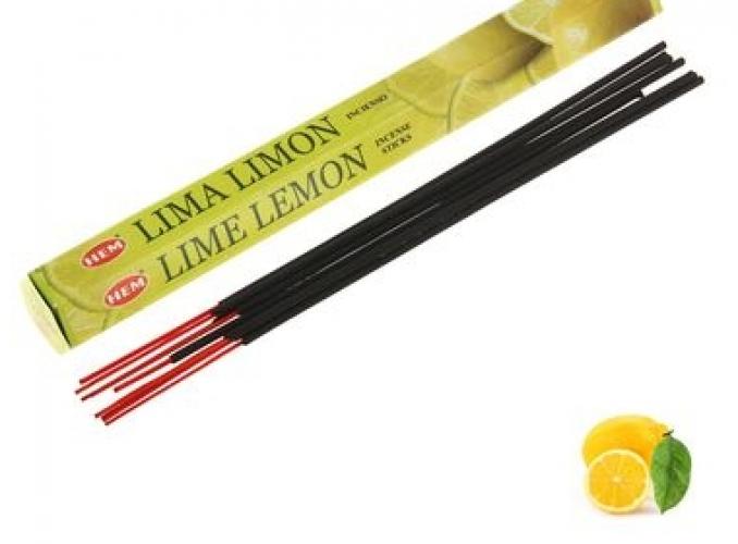Благовония шестигранник HEM Lime Lemon Лайм лимон 20 палочек в упаковке