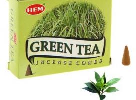 Благовония конус HEM Green Tea Зелёный чай 10 штук в упаковке