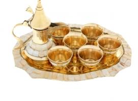 Набор посуды с перламутровыми вставками Рахат Лукум: поднос, 6 чашек, чайник