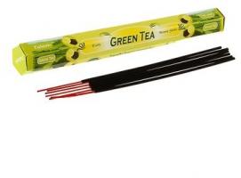 Благовония шестигранник Sarathi Зелёный чай Green Tea 20 палочек в упаковке